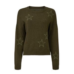Rails Womens Medium Perci Star Sweater Pullover Green Cotton Cashmere Preppy